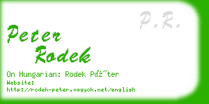 peter rodek business card